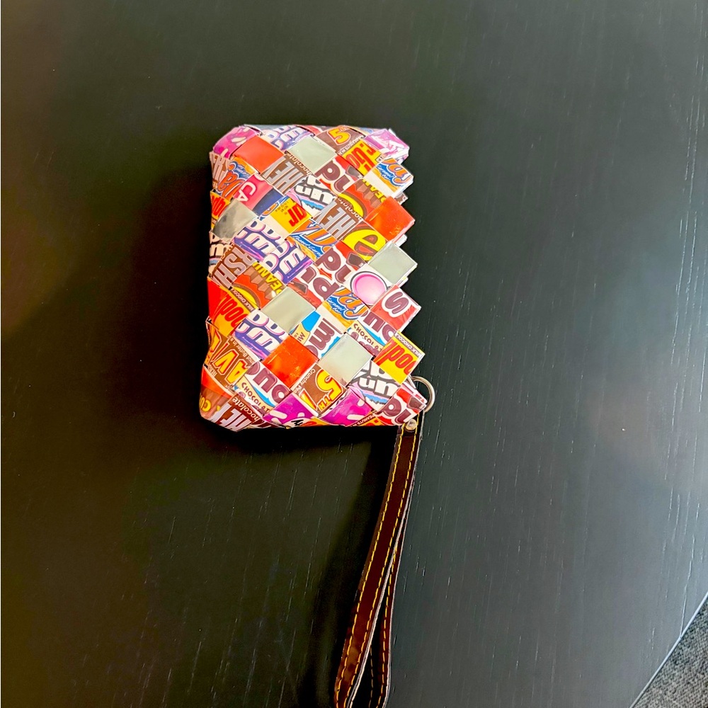 Handmade candy wrapper coin wristlet bag